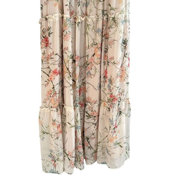 Taylor Women's Floral Tiered Halter Maxi Dress Size 16W Smocked Cottage Boho - Picture 3 of 9